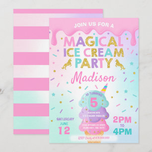 Inbjudan till Ice Cream Unicorn Ice Cream Party