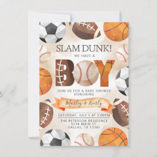 Inbjudan till idrottssajter Bollar Boy Shower-