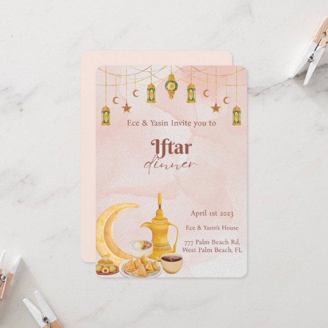 Inbjudan till Iftar-middagen för ramadan-middagen (Fram/Back In Situ)