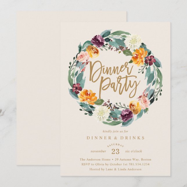 Inbjudan till inandningsmiddagspartiet (Fram/baksida)