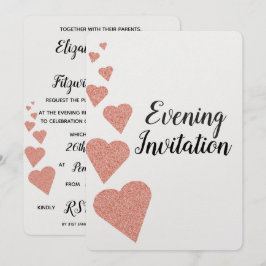 Inbjudan till inbjudan ro Guld Glitter Hearts kväl