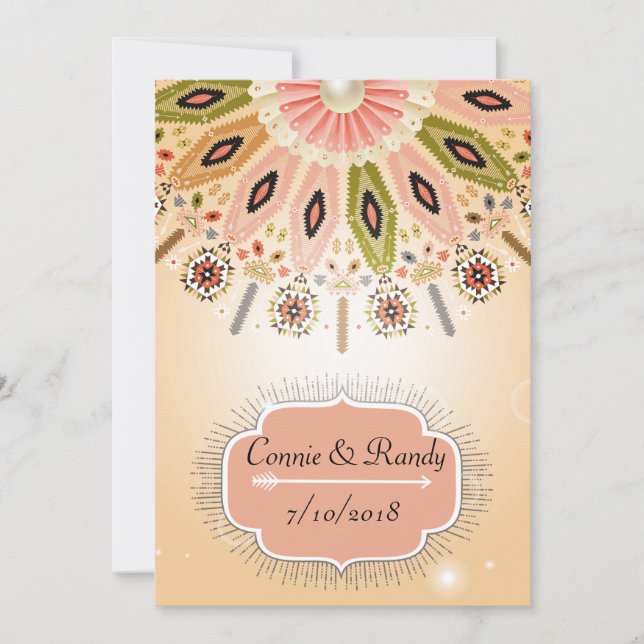 Inbjudan till inbyggt amerikanskt bröllop (Framsida)