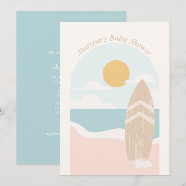 Inbjudan till incheckning av babyboskap för ytskiv (Fram/baksida)