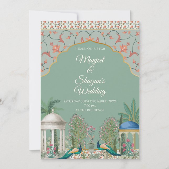 Inbjudan till indisk bröllop-kort från Hindu Weddi (Framsida)