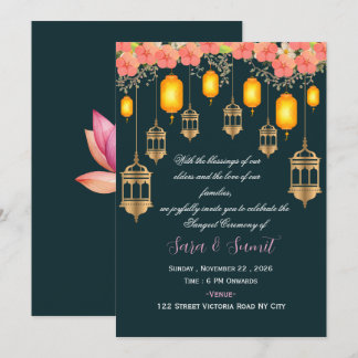 Inbjudan till indisk bröllops-sangeet-ceremoni