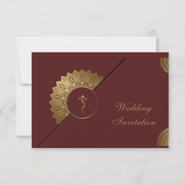 Inbjudan till Indiska bröllop hindu Ganesha (Framsida)