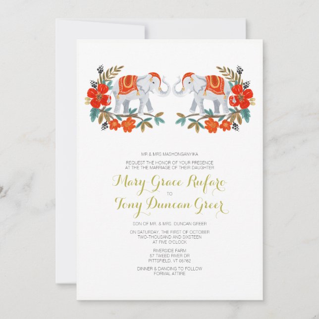 Inbjudan till indiska elfenbensbröllop (Framsida)