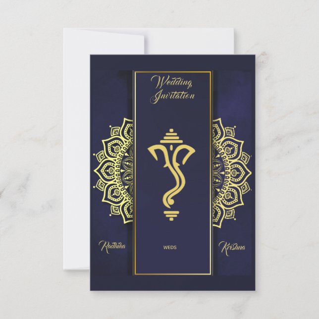 Inbjudan till indiska hindu bröllop Ganesha (Framsida)