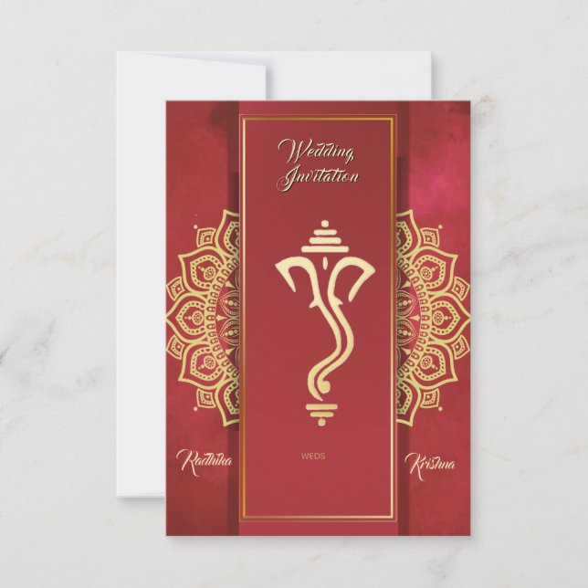 Inbjudan till indiska hindu bröllop Ganesha (Framsida)