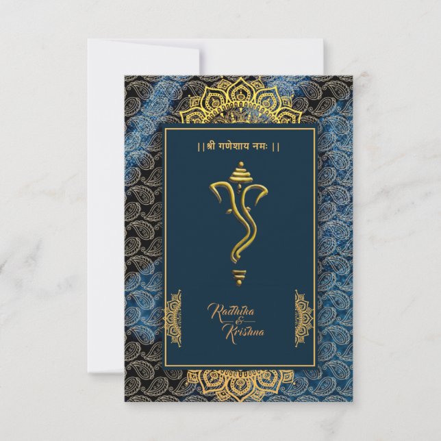 Inbjudan till indiska hindu bröllop Ganesha (Framsida)