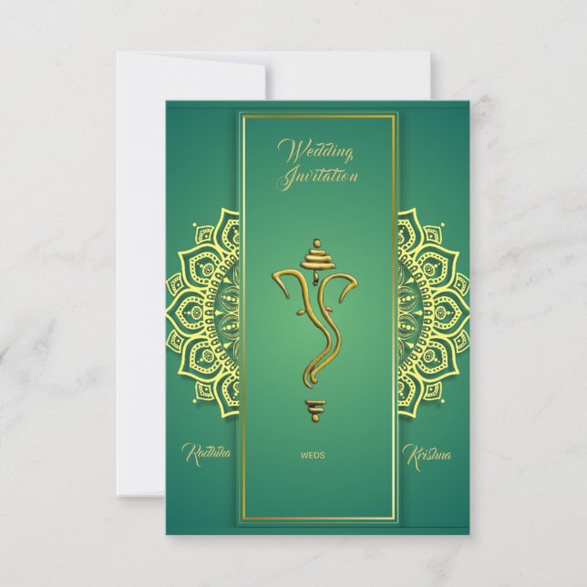 Inbjudan till indiska hindu bröllop Ganesha (Framsida)
