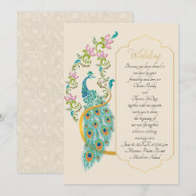 Inbjudan till indiska Hindu Peacock Wedding