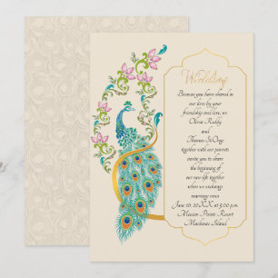 Inbjudan till indiska Hindu Peacock Wedding