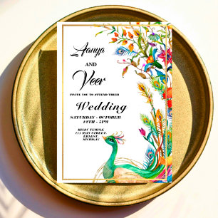 Inbjudan till indiska Hindu Peacock Wedding