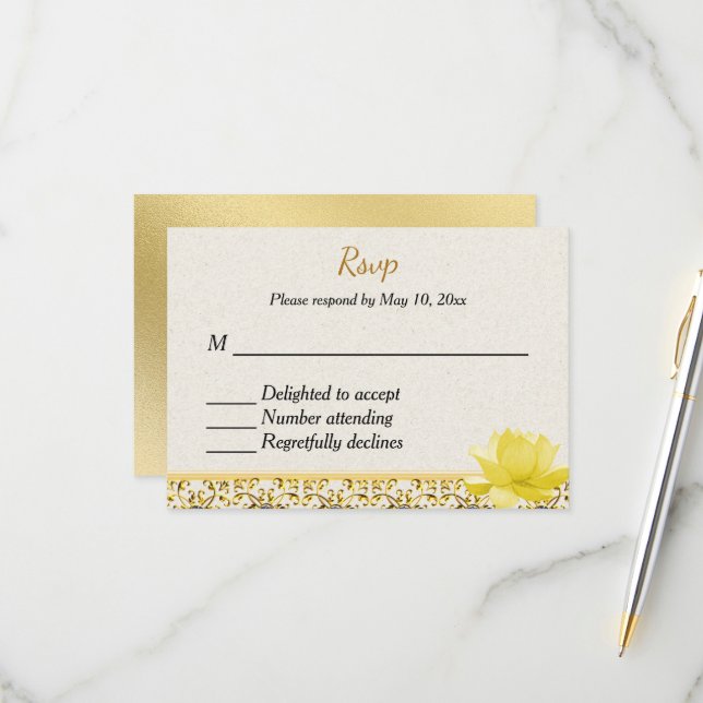 Inbjudan till indiskt hinduiskt bröllop svar (Fram/Back In Situ)