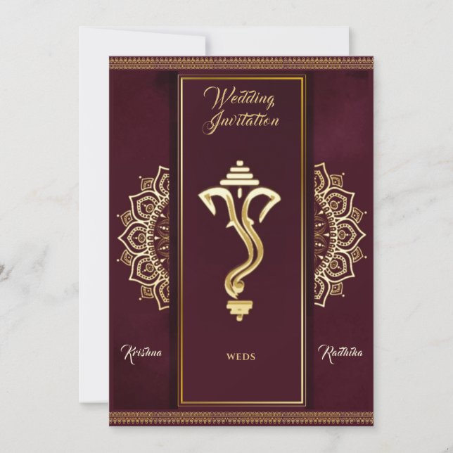 Inbjudan till indonesisk bröllop Ganesha hindu (Framsida)