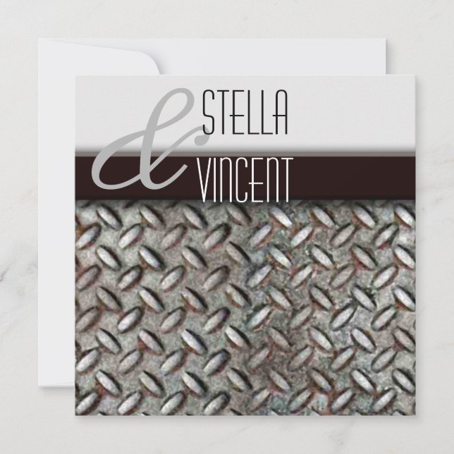 Inbjudan till industribröllop i diamantplåten (Framsida)