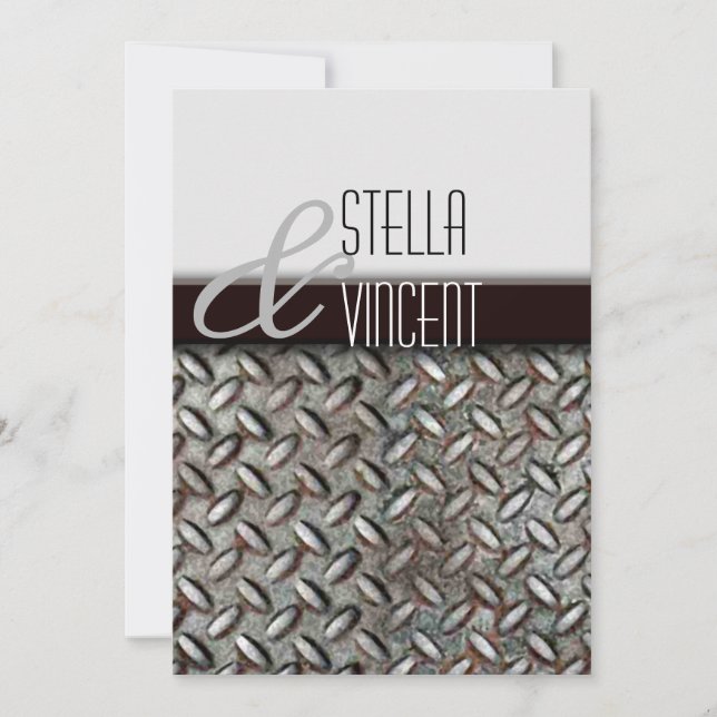 Inbjudan till industribröllop i diamantplåten (Framsida)