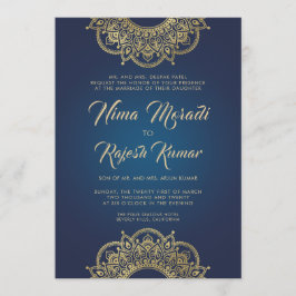 Inbjudan till invigning av indiska bröllop, Blue,
