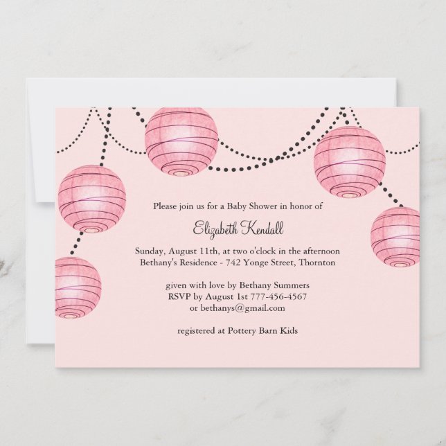 Inbjudan till invigning av Lantern Baby Shower i P (Framsida)