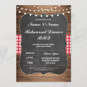 Inbjudan till IRehearsal Dinner BBQ Red Check Chal