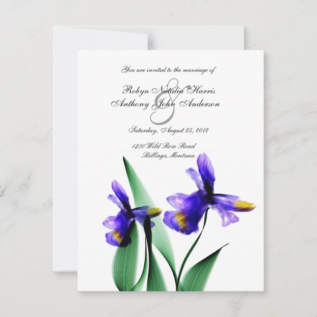 Inbjudan till Iris Watercolor Land Garden Wedding (Framsida)