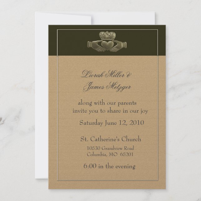 Inbjudan till Irish Claddagh Wedding (Framsida)