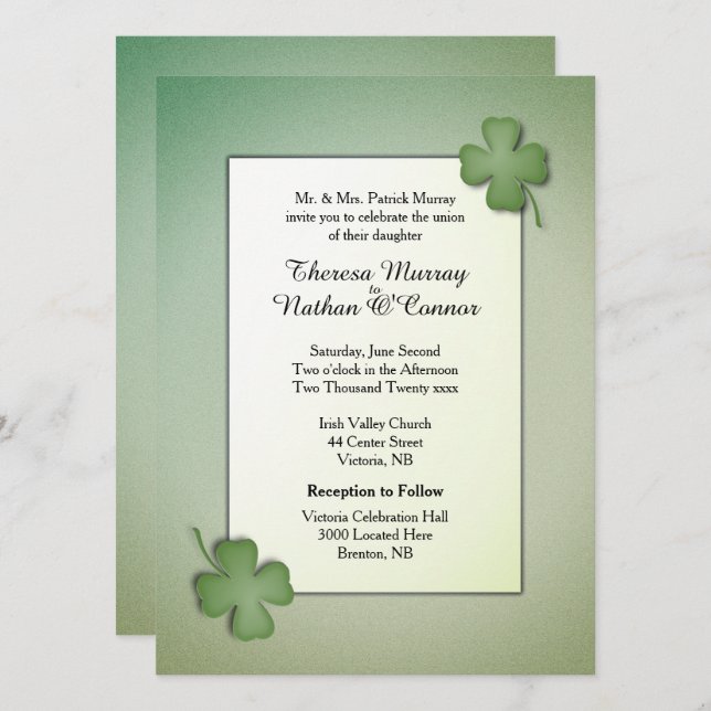 Inbjudan till Irish Dream Wedding (Fram/baksida)