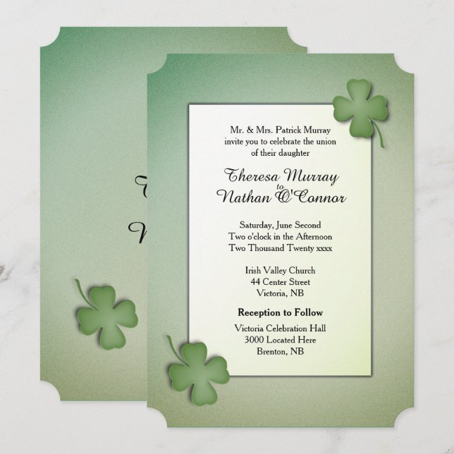Inbjudan till Irish Dreaming Wedding (Fram/baksida)