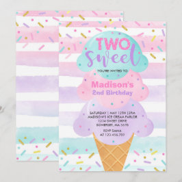 Inbjudan till iskräm två söta andra födelsedagen