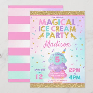Inbjudan till Iskräm Unicorn Ice Cream Party