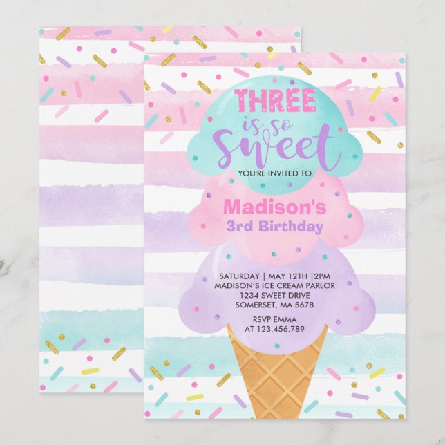 Inbjudan till iskräppost är 3:e födelsedagen (Fram/baksida)