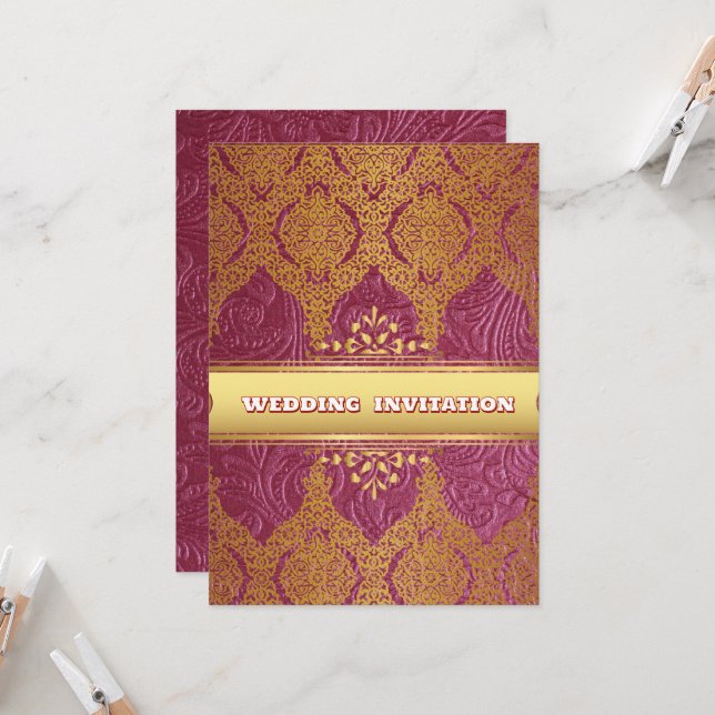 Inbjudan till islamiska bröllop vid rosa Struktur  (Fram/Back In Situ)