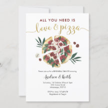 Inbjudan till italienska middagen Kärlek och Pizza