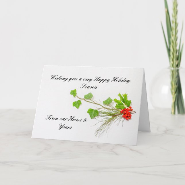 Inbjudan till Ivy, holly, gräs och helgdag med bär (Framsida)