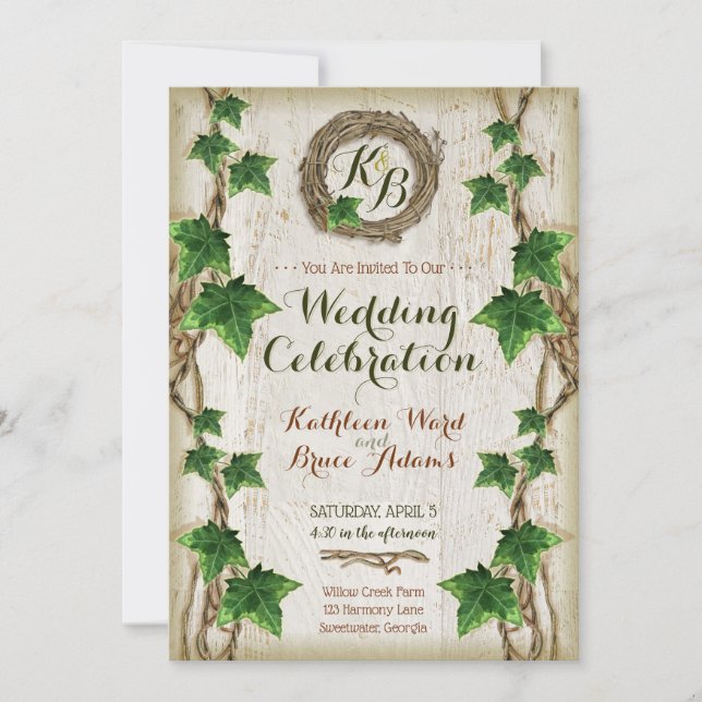 Inbjudan till Ivy och Willow Wedding - andedräkt 1 (Framsida)
