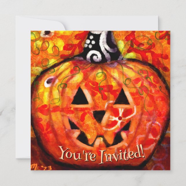 Inbjudan till jack o lantern Pumpkin Halloween fes (Framsida)