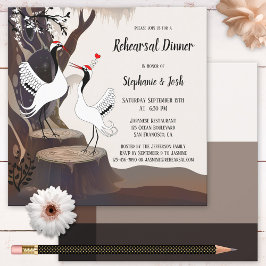 Inbjudan till japansk crane Bröllop Rehearsal Dinn