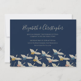 Inbjudan till japansk Crane Vintage Blue Wedding