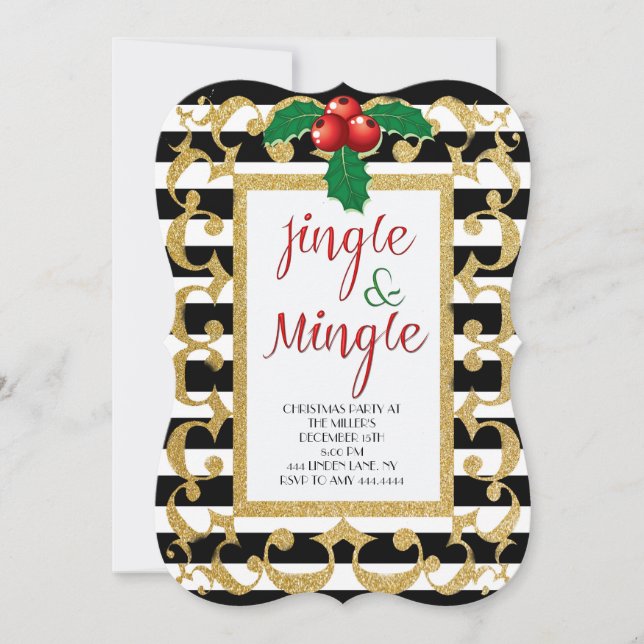 Inbjudan till Jingle & Mingle jul Party Glitter (Framsida)