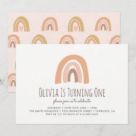 Inbjudan till jordens pastel Rainbow 1:a födelseda