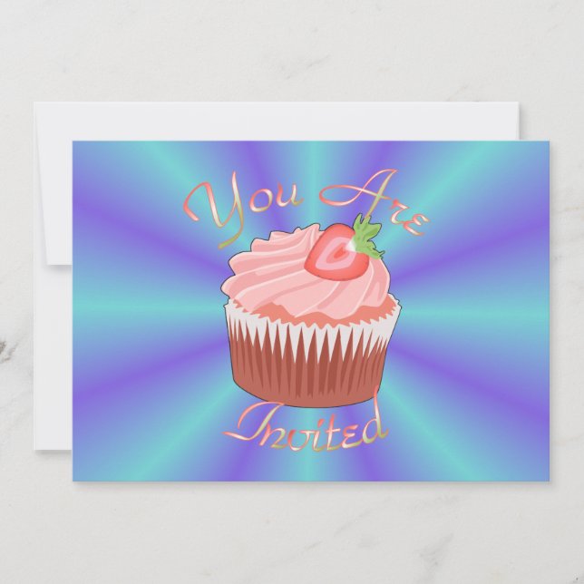 Inbjudan till jordgubbscupkaka (Framsida)