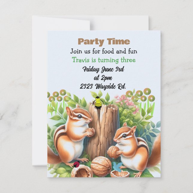 Inbjudan till jubileumsparty för chipmunks och vän (Framsida)