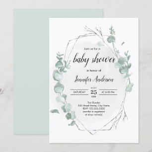 Inbjudan till jukalyptus Baby Shower-tuggare