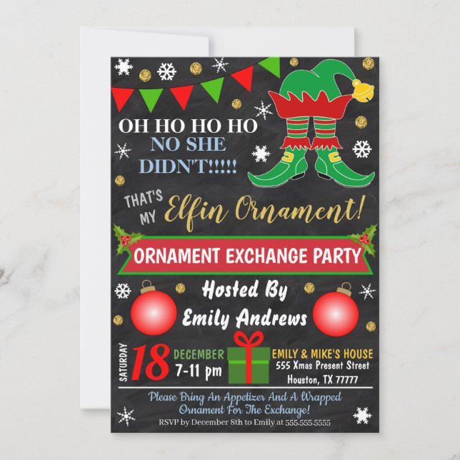 Inbjudan till jul för prydnadsväxlingsdel (Framsida)