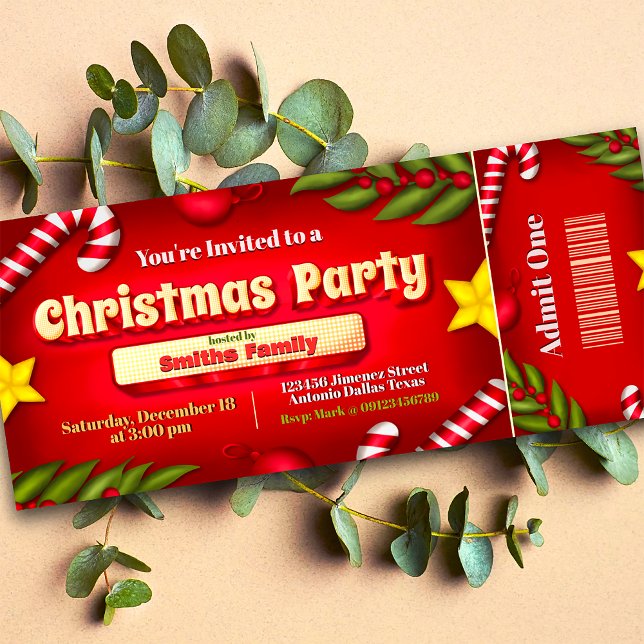 Inbjudan till jul Party Biljett (Skapare uppladdad)