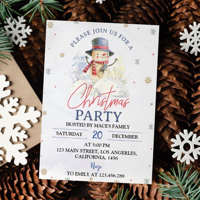 Inbjudan till jul Party Snögubbe (Skapare uppladdad)