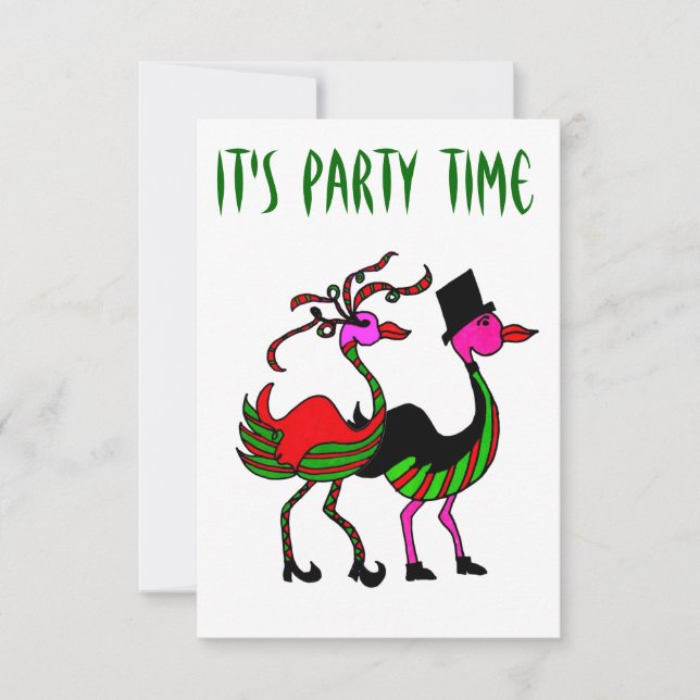 Inbjudan till julafton Party Flamingo (Framsida)