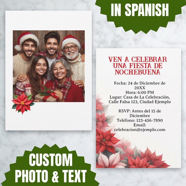 Inbjudan till julaftonsfest med foto (Invitación para Fiesta de Nochebuena con Foto Invitation)