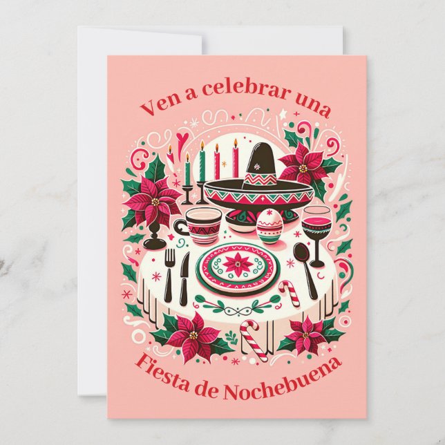 Inbjudan till julaftonsfest Spansk julstjärna (Framsida)